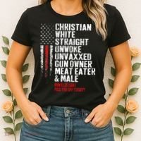 Christian White Straight Unwoke Unvaxxed Gun Owner Women's T-Shirt thumb 2