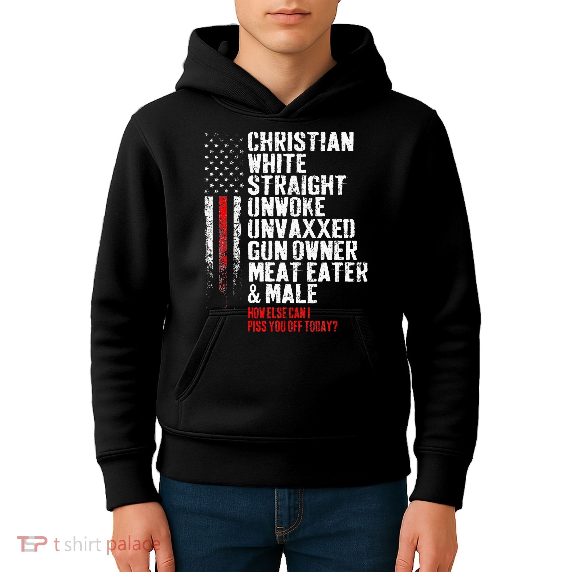 Christian White Straight Unwoke Unvaxxed Gun Owner Kids Hoodie