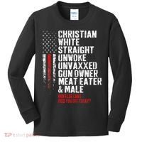 Christian White Straight Unwoke Unvaxxed Gun Owner Kids Long Sleeve Shirt thumb 0