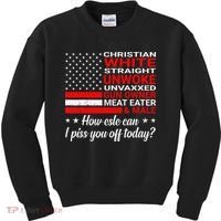 Christian White Straight Unwoke Unvaxxed Gun Owner Kids Sweatshirt thumb 0