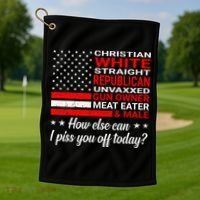 Christian White Straight Republican Unvaxxed Gun Owner Golf Towel thumb 1