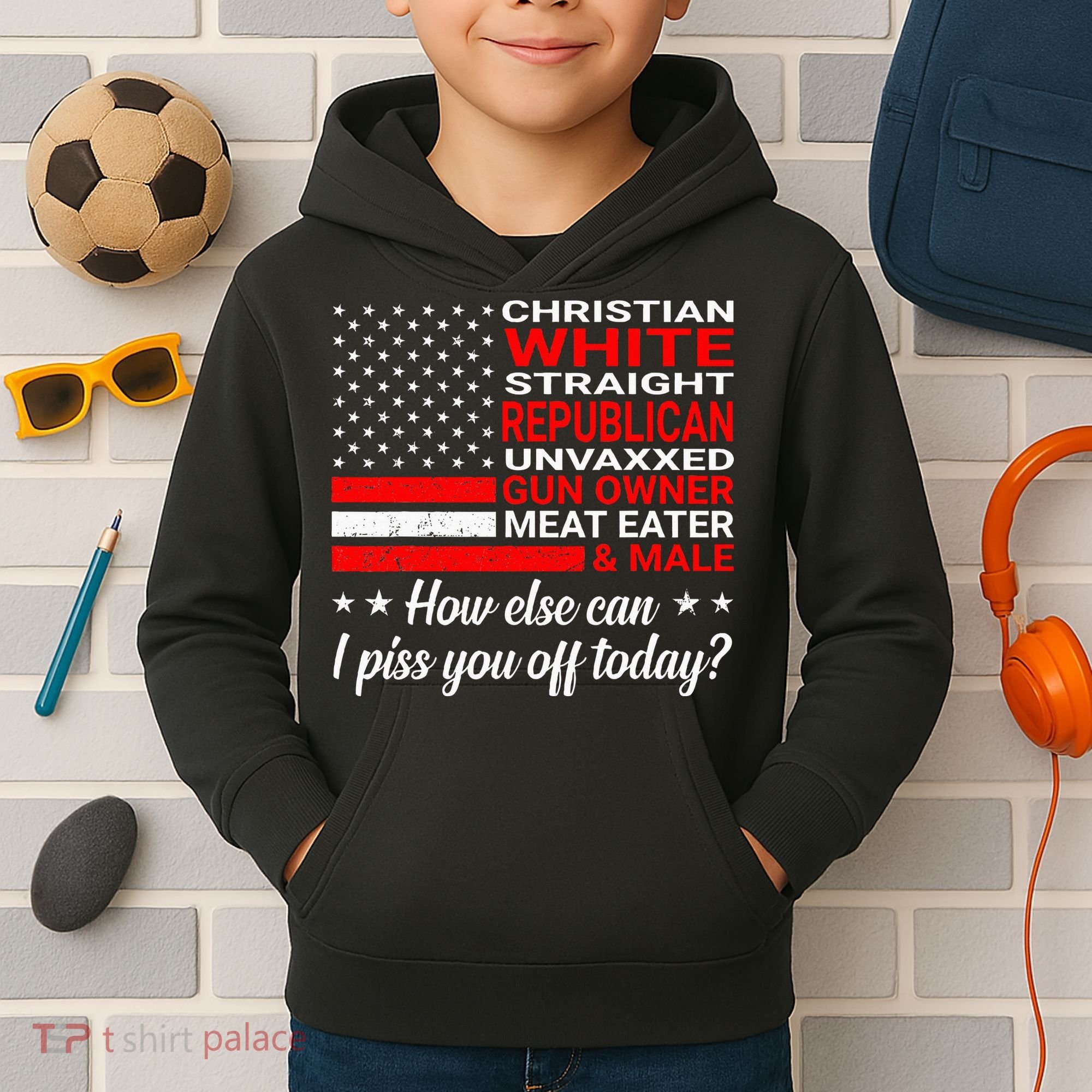 Christian White Straight Republican Unvaxxed Gun Owner Kids Hoodie