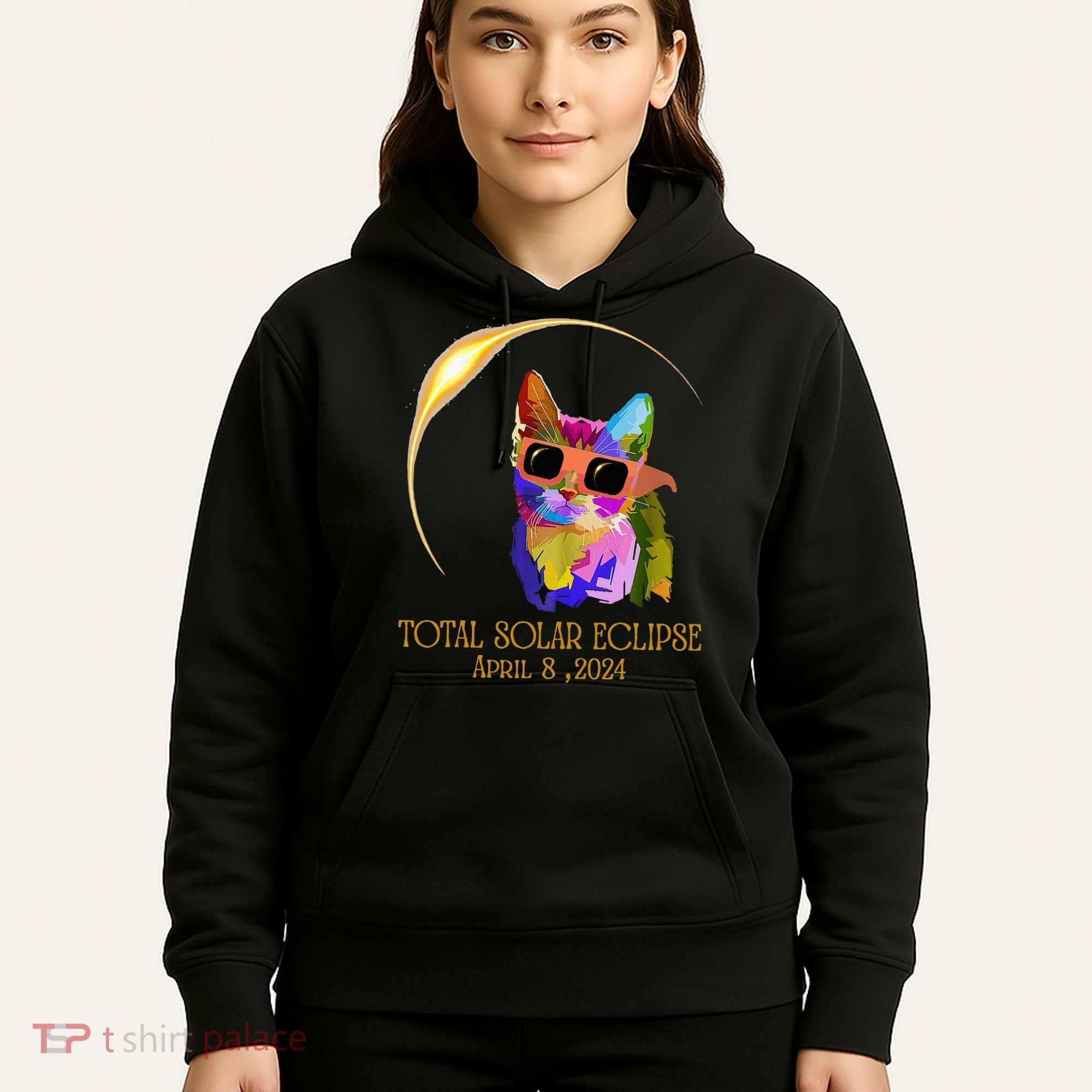 Cat Wearing Solar Eclipse Glasses Hoodie