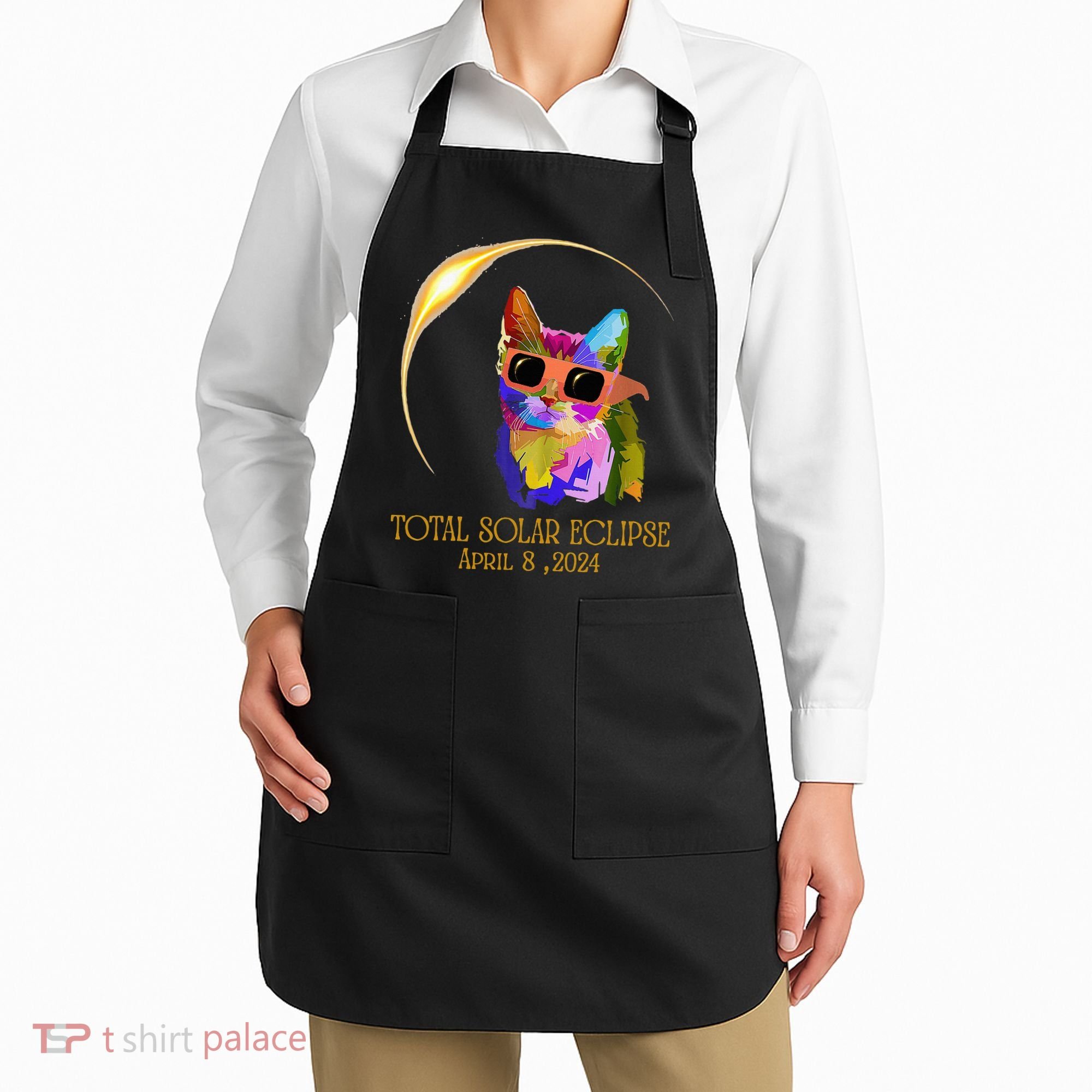 Cat Wearing Solar Eclipse Glasses Apron