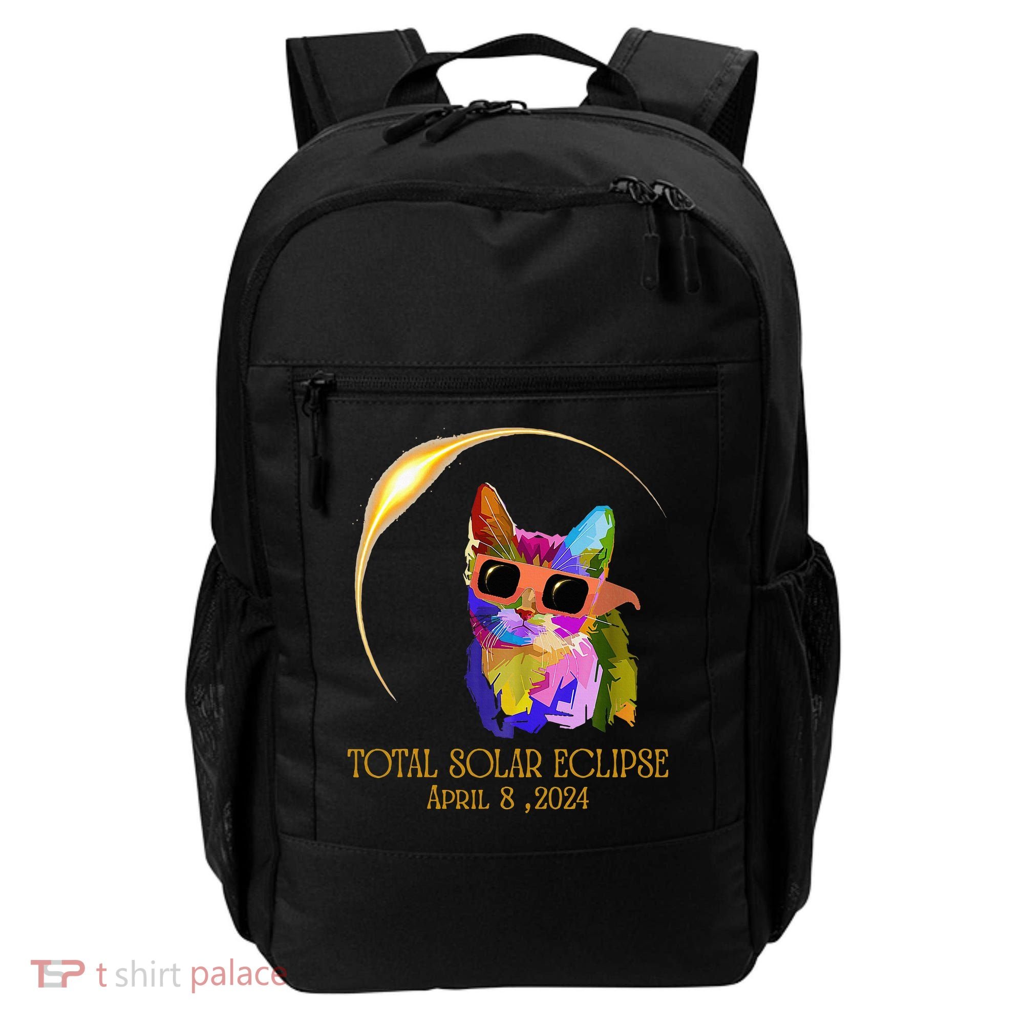 Cat Wearing Solar Eclipse Glasses Backpack