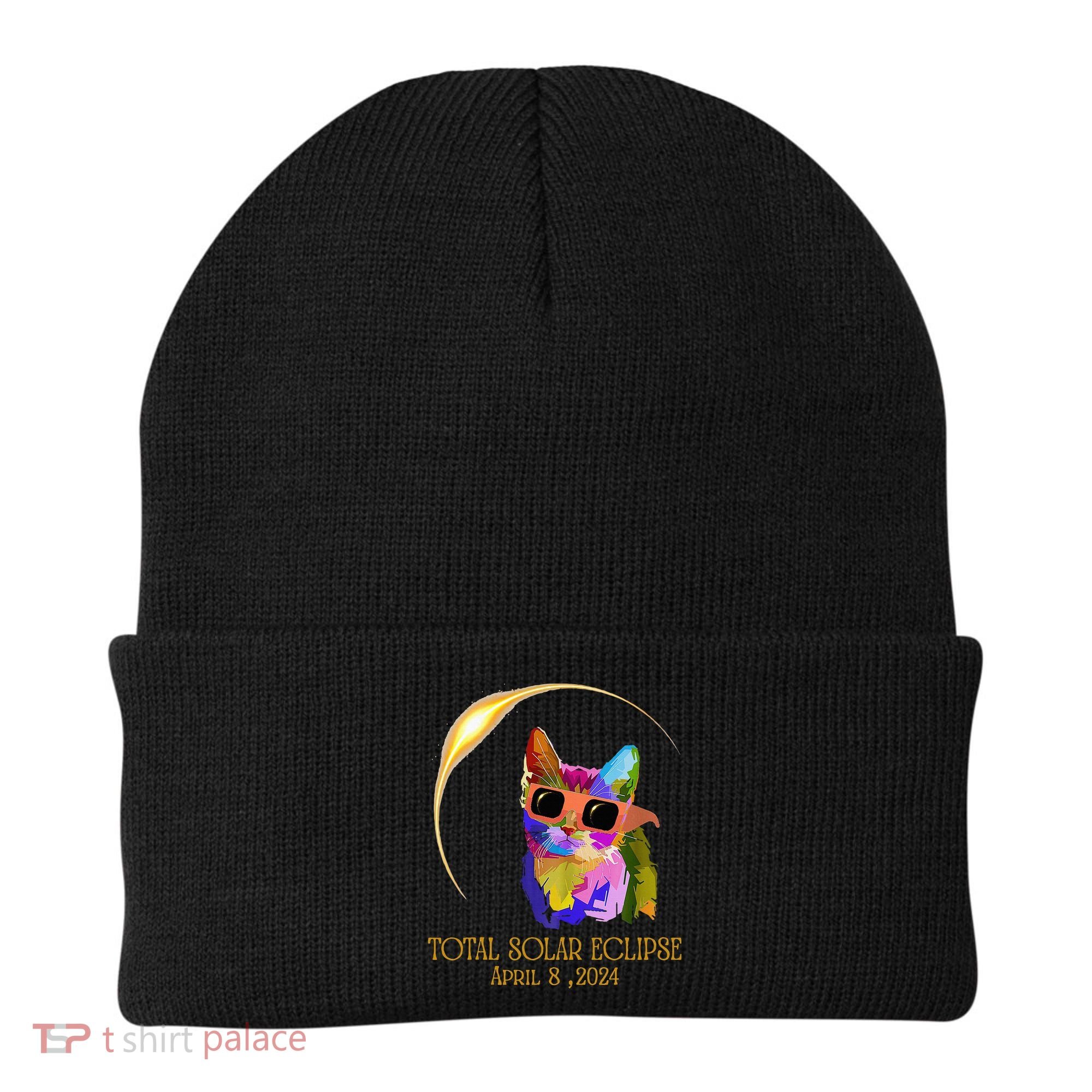 Cat Wearing Solar Eclipse Glasses Beanie