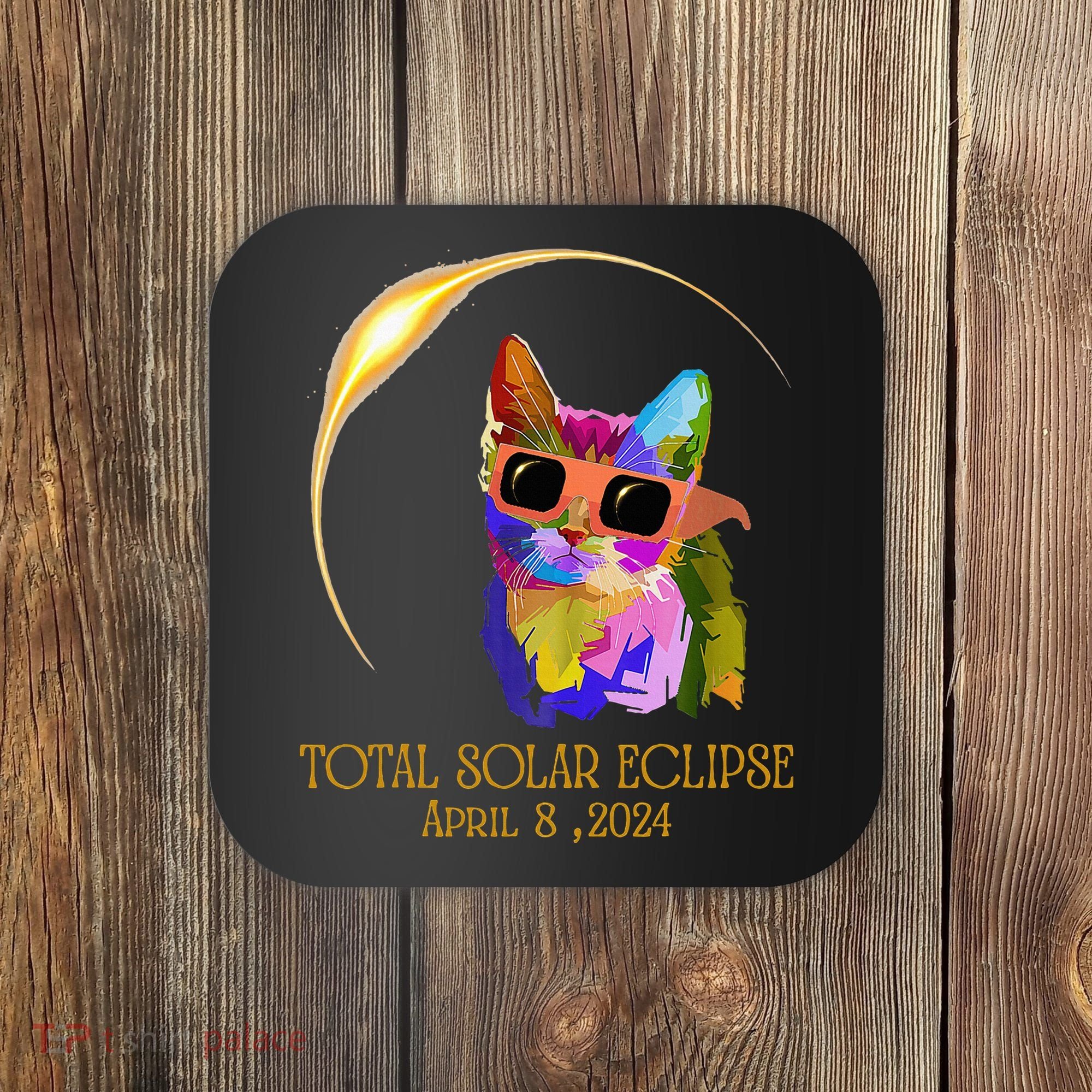 Cat Wearing Solar Eclipse Glasses Coaster