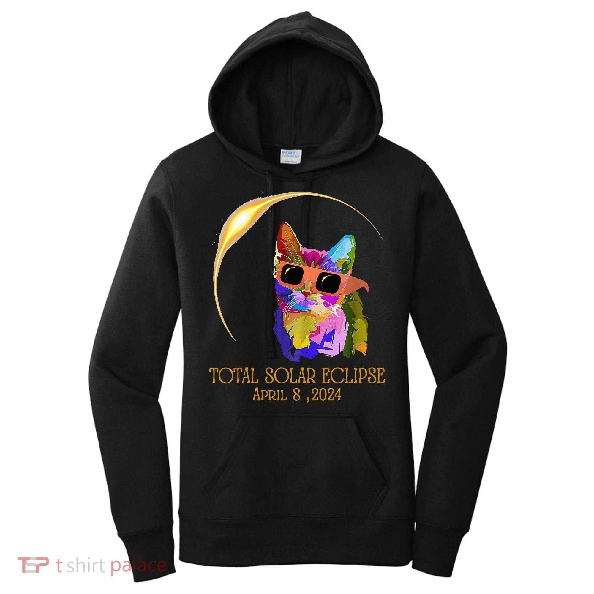 Cat Wearing Solar Eclipse Glasses Women's Hoodie