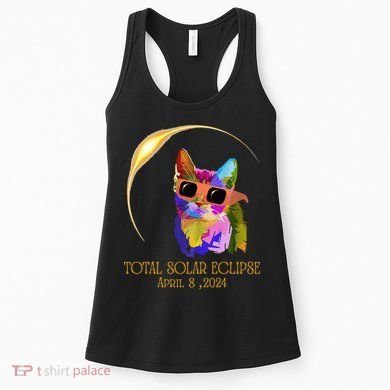 Cat Wearing Solar Eclipse Glasses Women's Tank Top