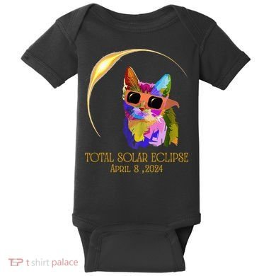 Cat Wearing Solar Eclipse Glasses Baby Bodysuit