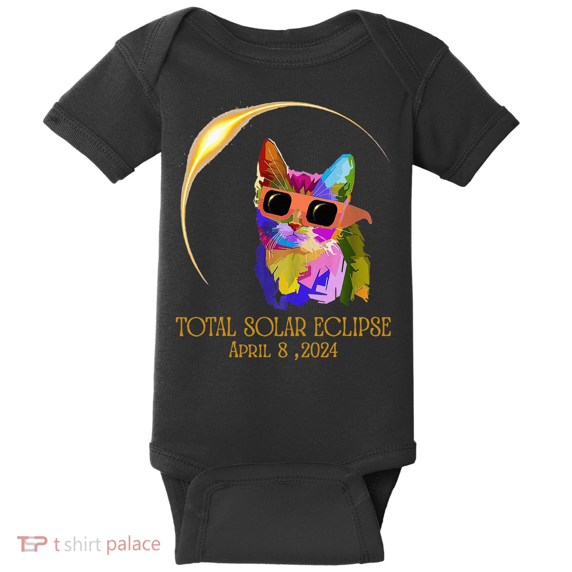 Cat Wearing Solar Eclipse Glasses Baby Bodysuit