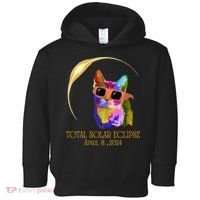 Cat Wearing Solar Eclipse Glasses Toddler Hoodie thumb 0