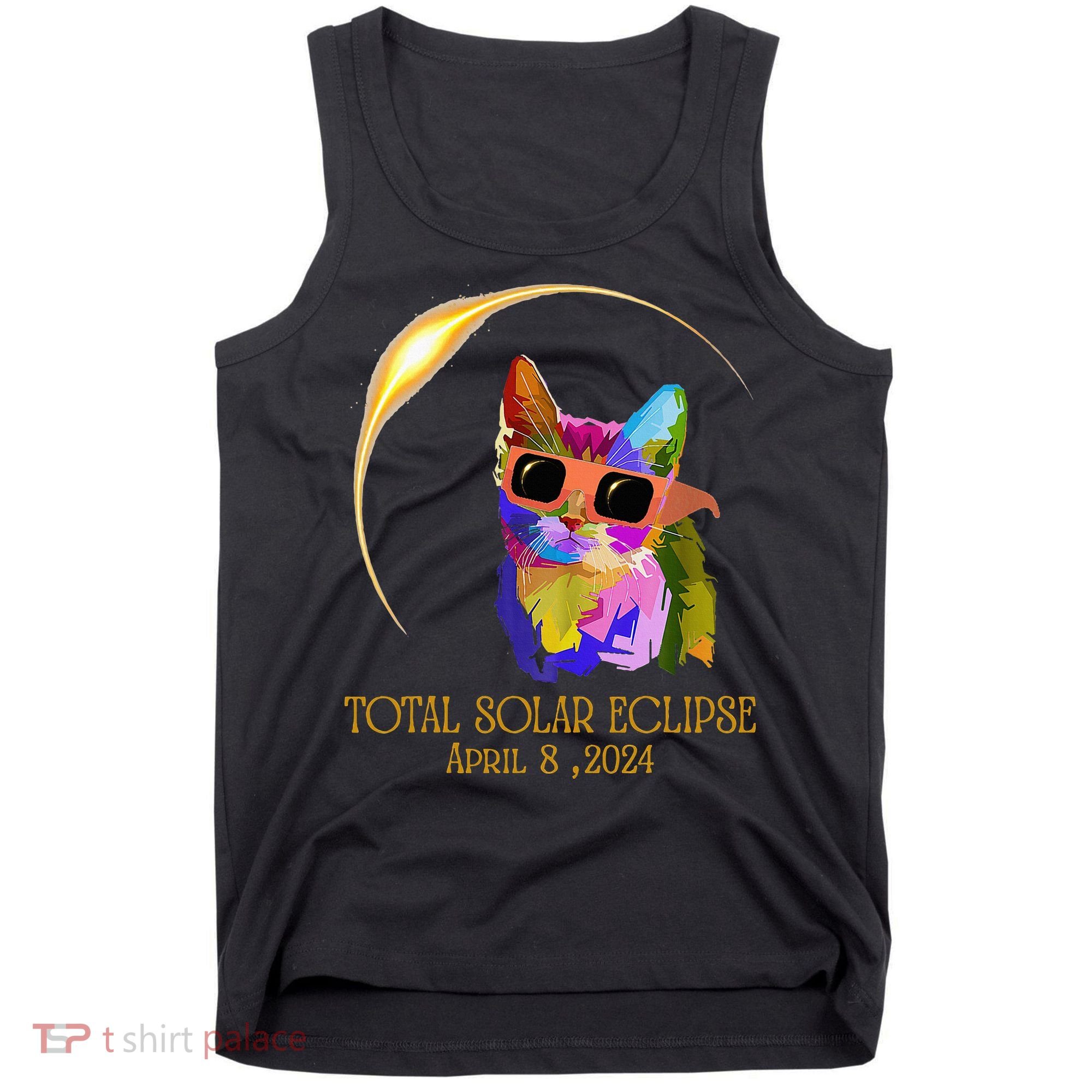 Cat Wearing Solar Eclipse Glasses Tank Top