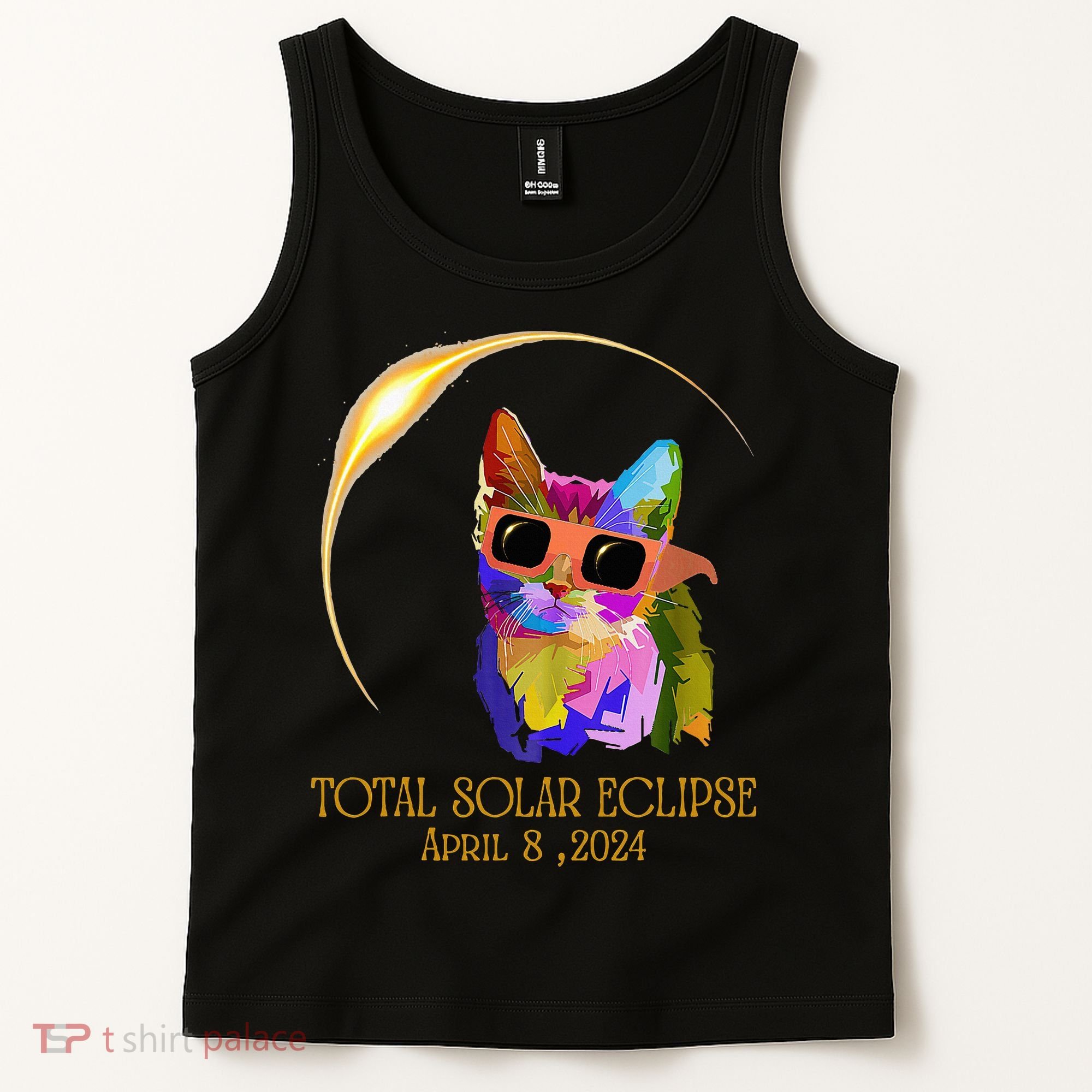 Cat Wearing Solar Eclipse Glasses Tank Top