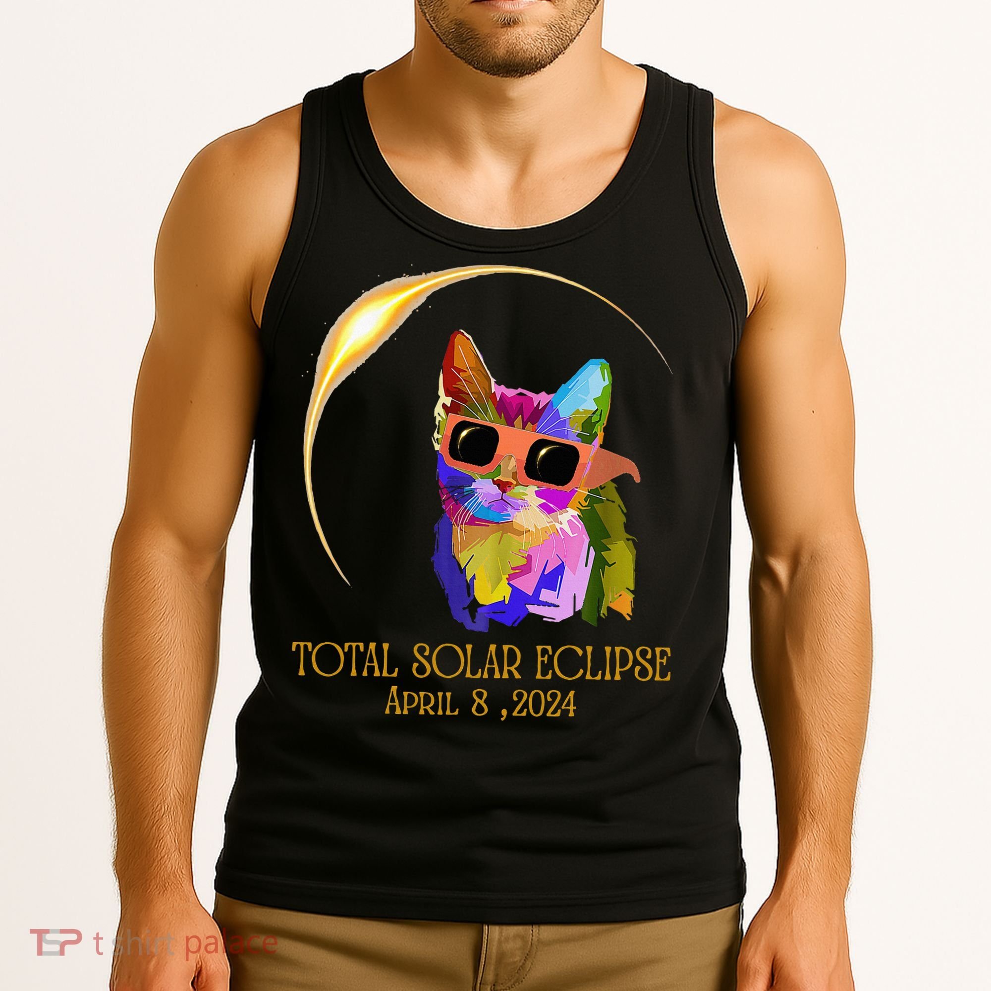 Cat Wearing Solar Eclipse Glasses Tank Top