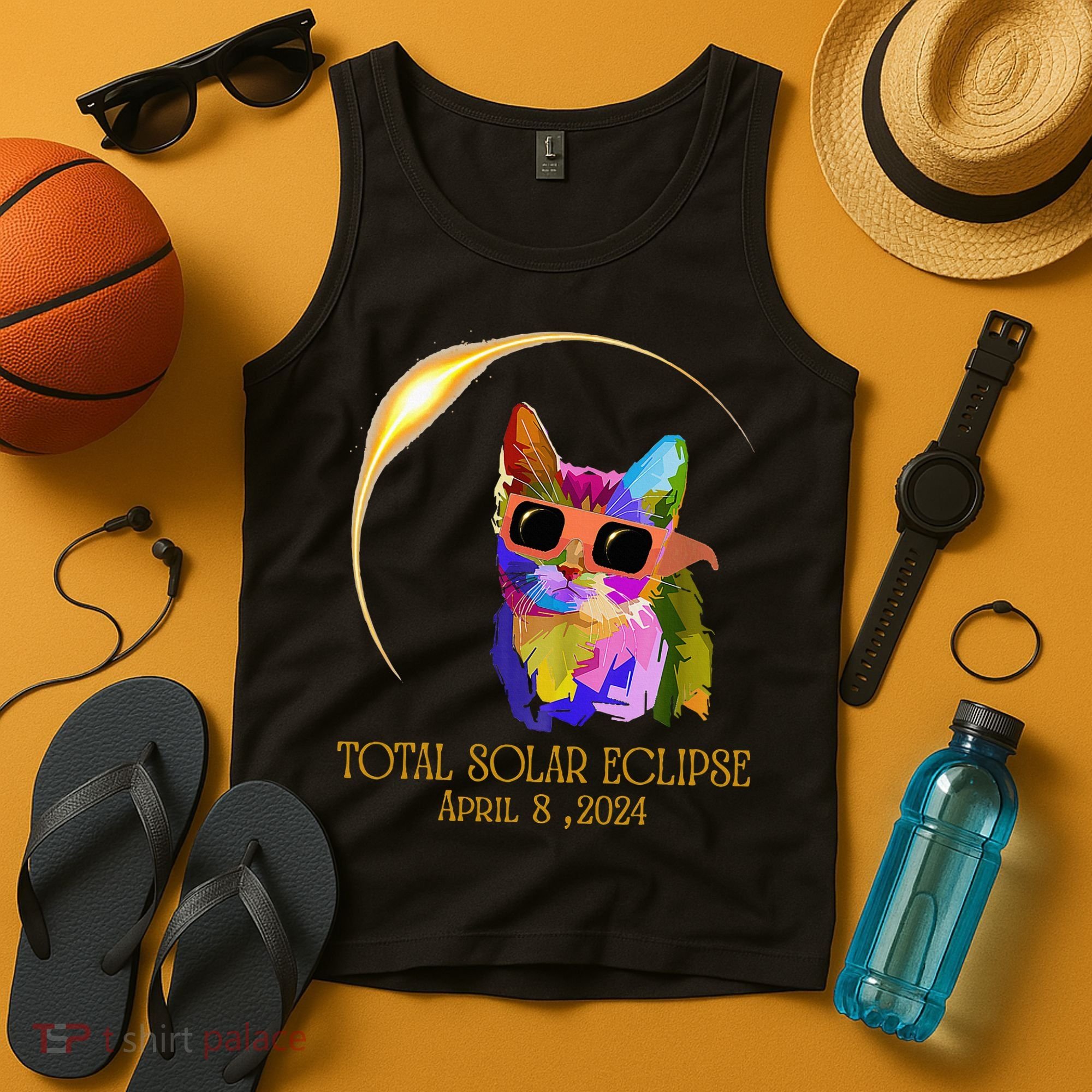 Cat Wearing Solar Eclipse Glasses Tank Top