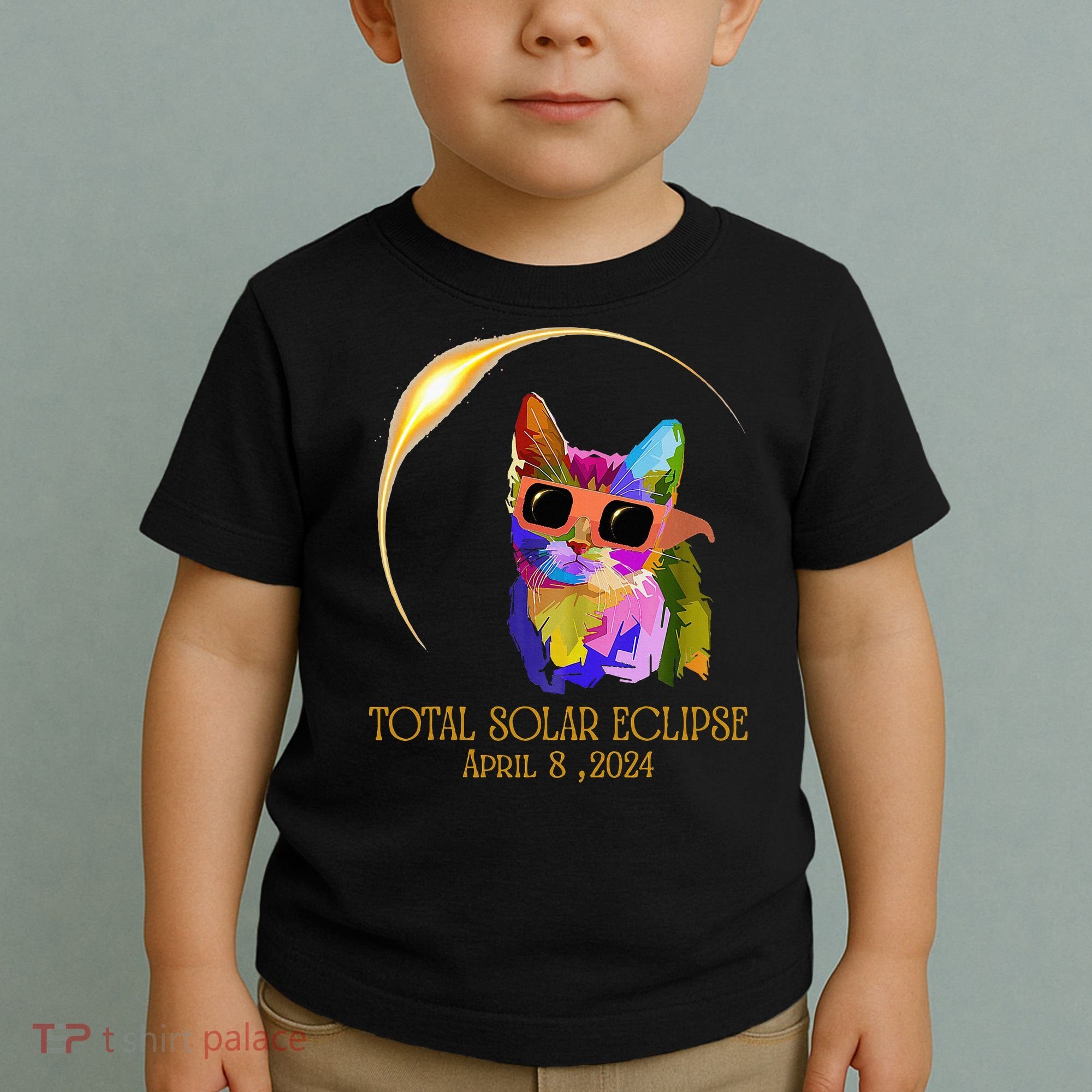 Cat Wearing Solar Eclipse Glasses Toddler T-Shirt