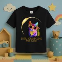 Cat Wearing Solar Eclipse Glasses Toddler T-Shirt thumb 3