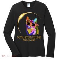 Cat Wearing Solar Eclipse Glasses Women's Long Sleeve Shirt thumb 0