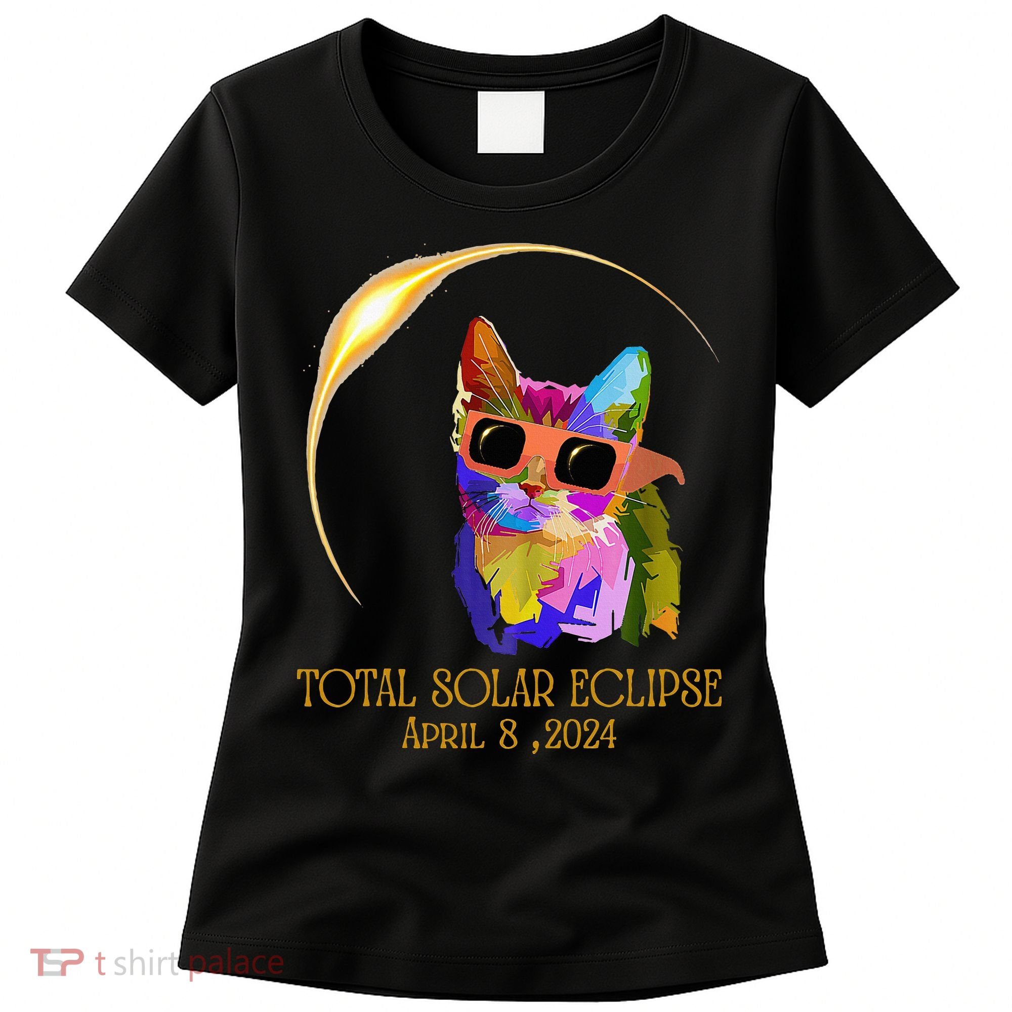 Cat Wearing Solar Eclipse Glasses Women's T-Shirt