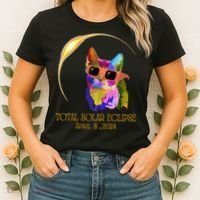 Cat Wearing Solar Eclipse Glasses Women's T-Shirt thumb 2
