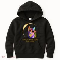 Cat Wearing Solar Eclipse Glasses Kids Hoodie thumb 0