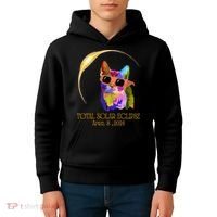 Cat Wearing Solar Eclipse Glasses Kids Hoodie thumb 4