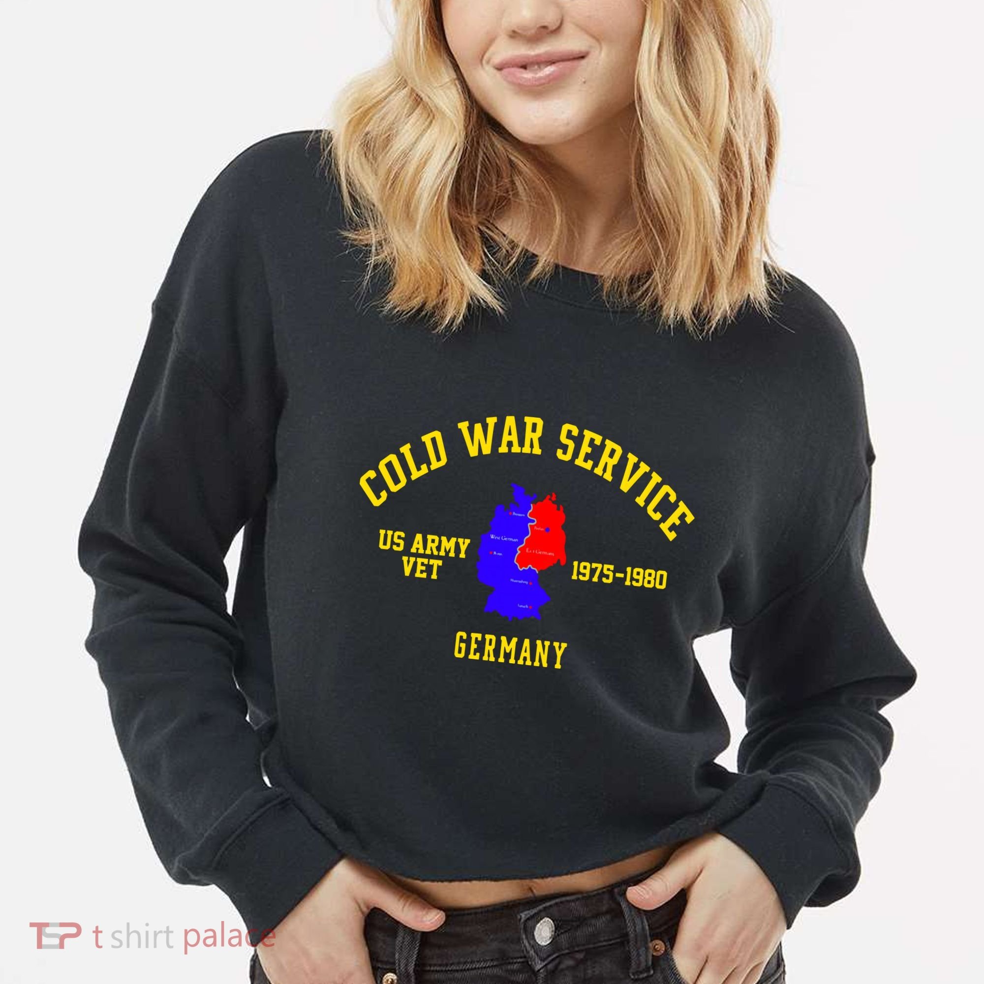 Cold War Service Germany US Army Veteran 1975 To 1980 Cropped Pullover Crew