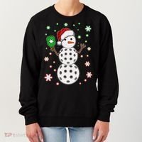 Christmas Winter Time Pickleball Snowman Women's Sweatshirt thumb 0