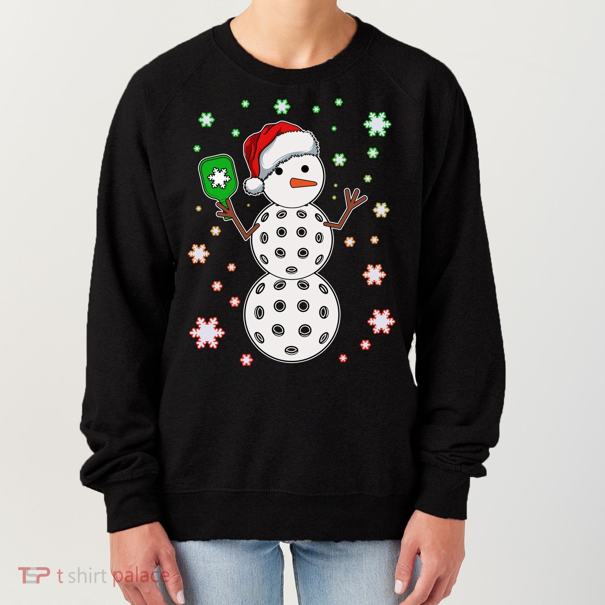Christmas Winter Time Pickleball Snowman Women's Sweatshirt