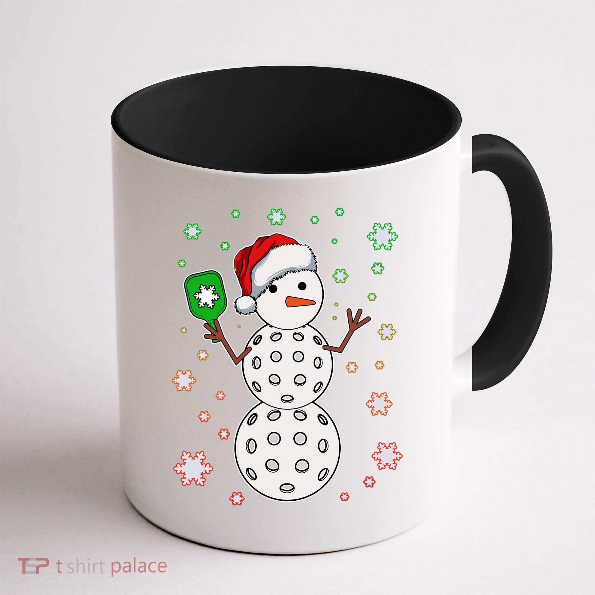 Christmas Winter Time Pickleball Snowman Coffee Mug