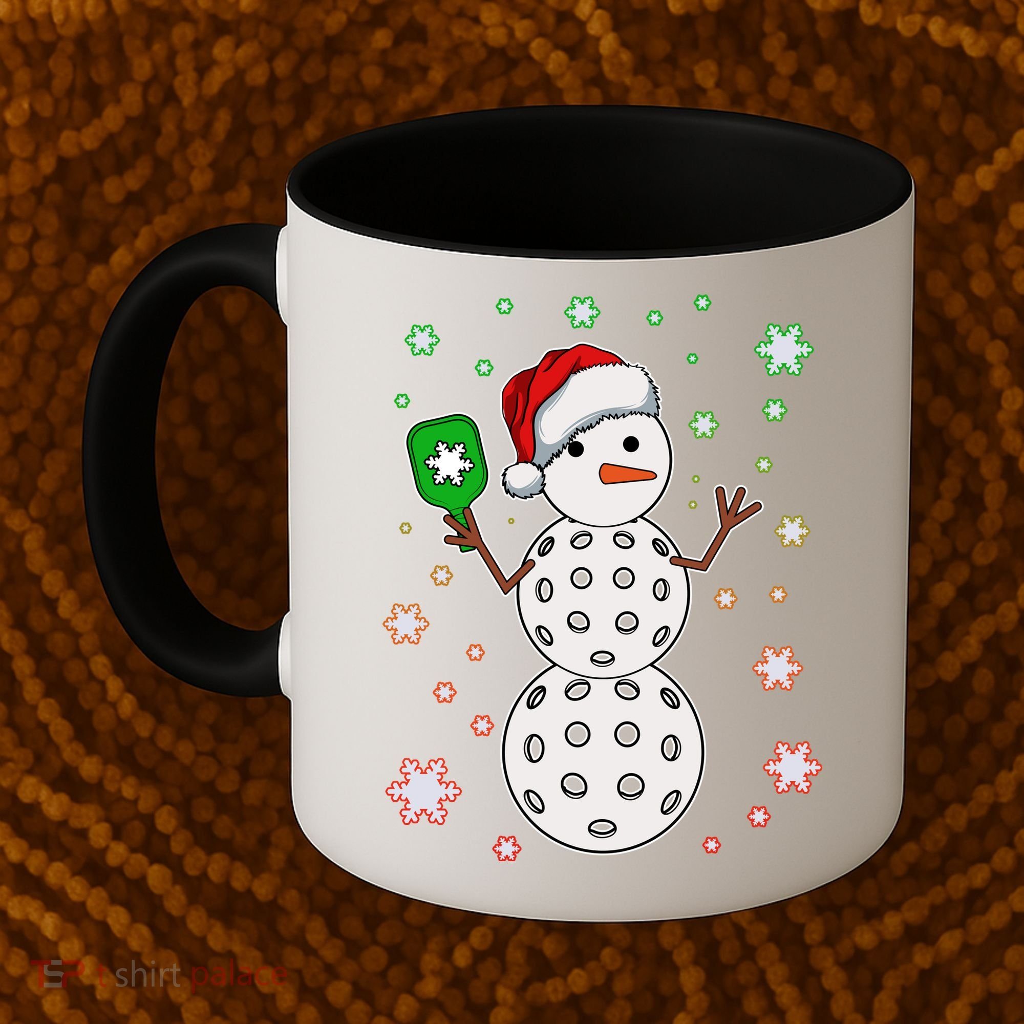 Christmas Winter Time Pickleball Snowman Coffee Mug