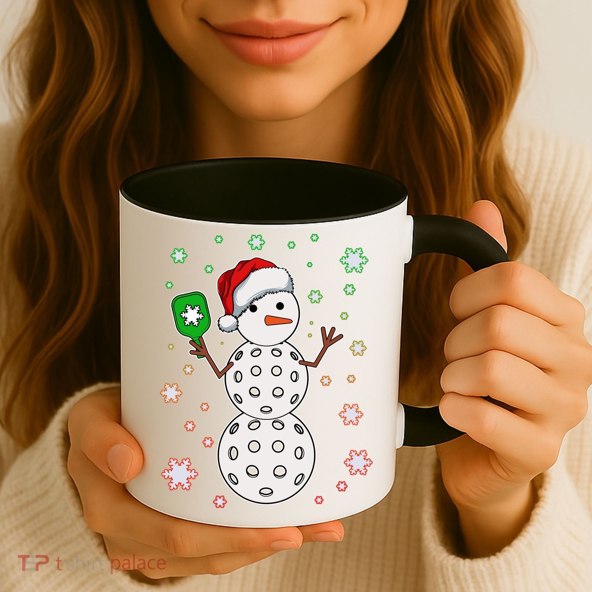 Christmas Winter Time Pickleball Snowman Coffee Mug