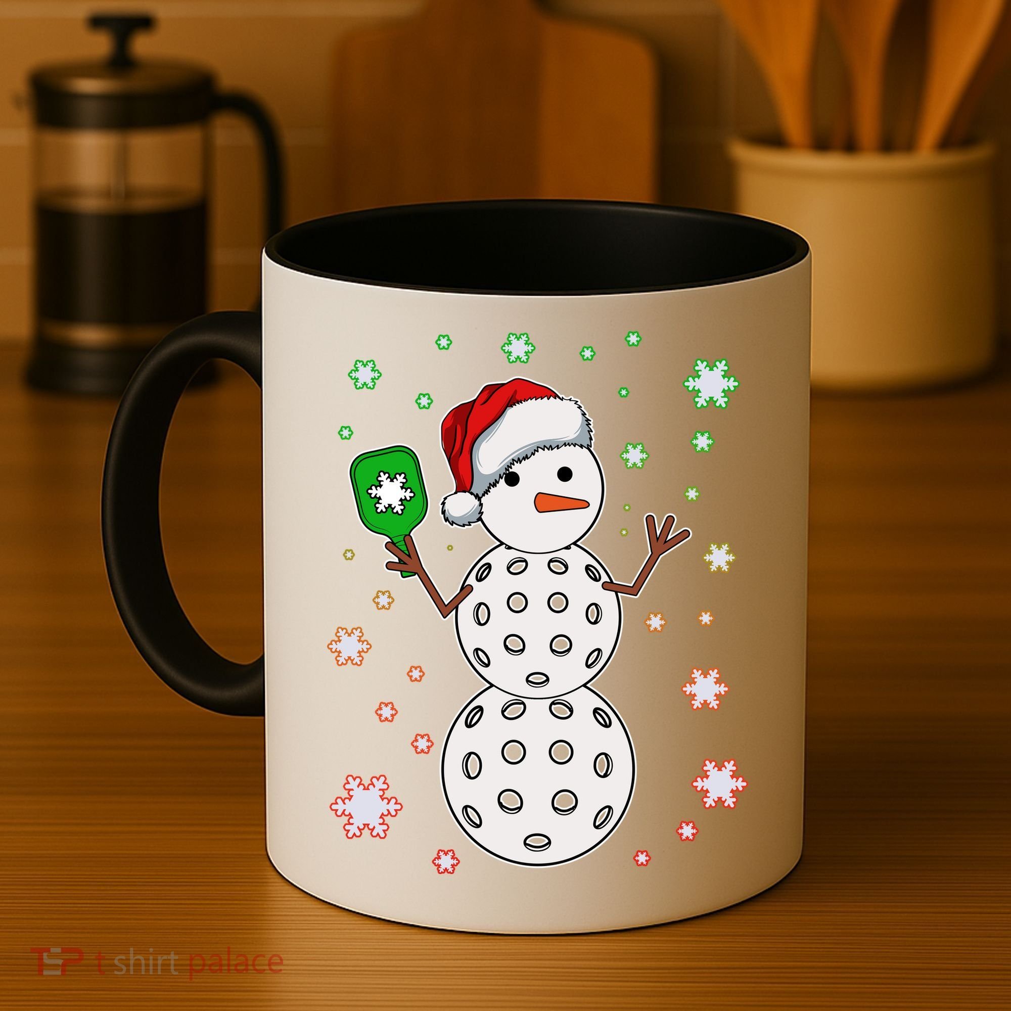 Christmas Winter Time Pickleball Snowman Coffee Mug