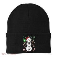 Christmas Winter Time Pickleball Snowman Beanie thumb 0