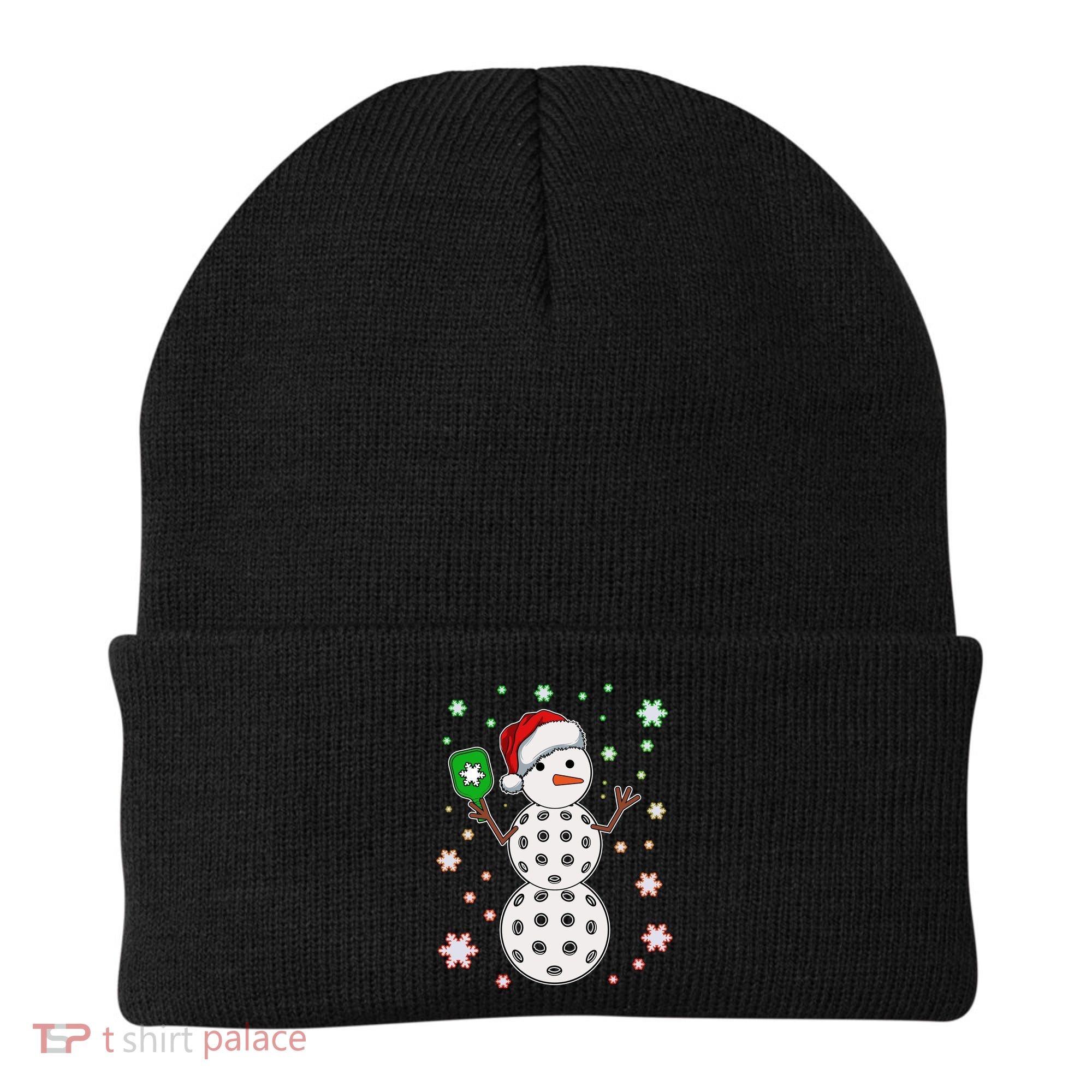 Christmas Winter Time Pickleball Snowman Beanie