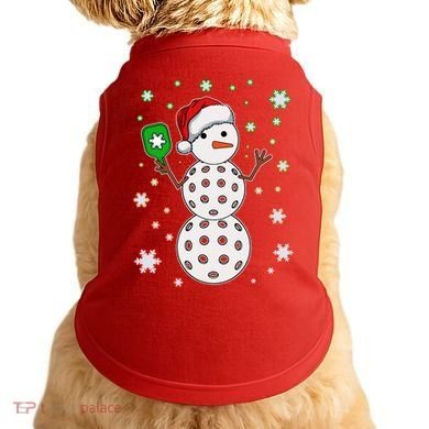Christmas Winter Time Pickleball Snowman Doggie Tank