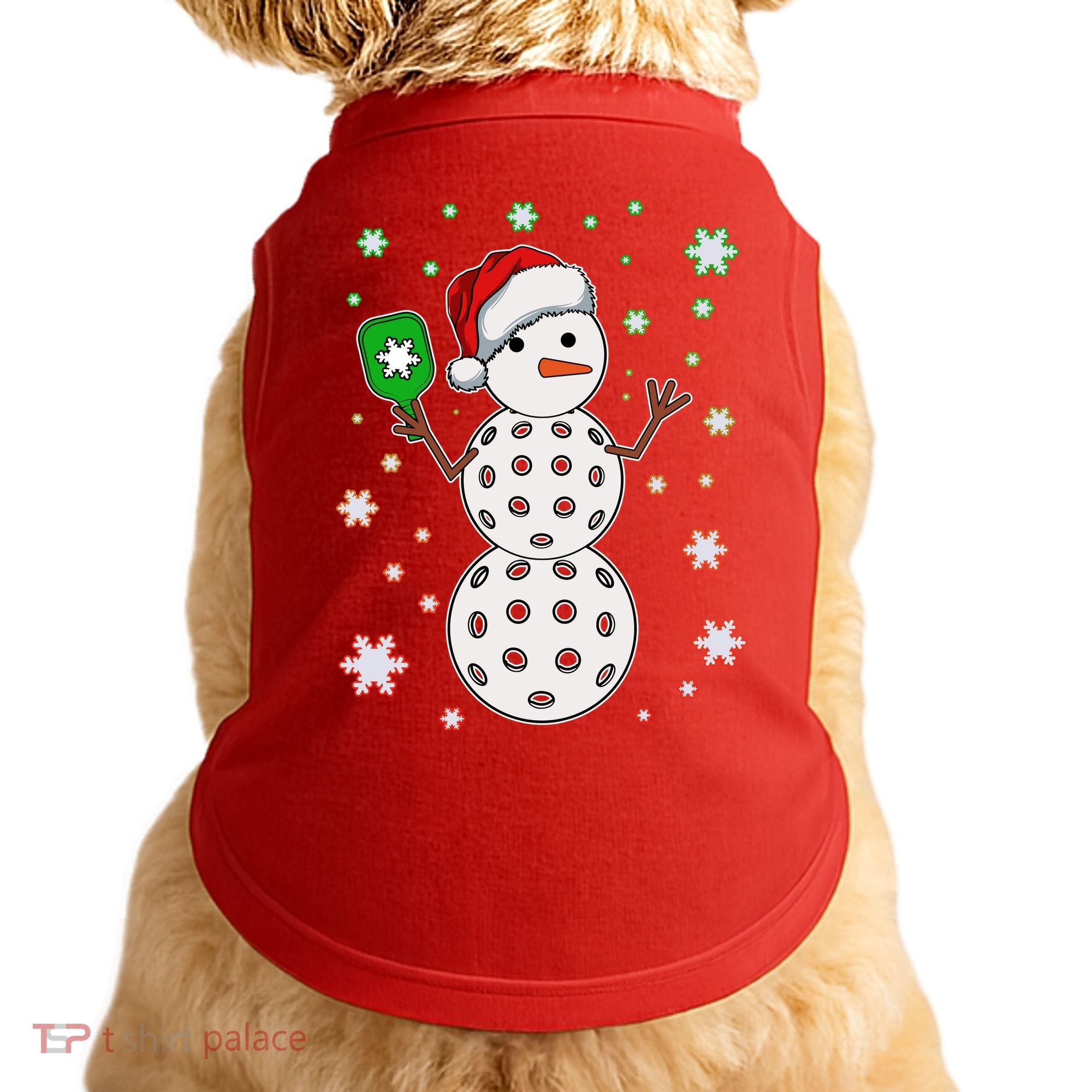 Christmas Winter Time Pickleball Snowman Doggie Tank