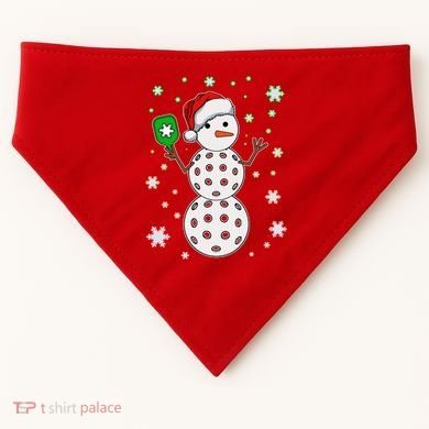 Christmas Winter Time Pickleball Snowman USA-Made Doggie Bandana