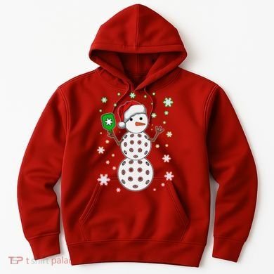 Christmas Winter Time Pickleball Snowman Hoodie