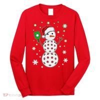 Christmas Winter Time Pickleball Snowman Long Sleeve Shirt thumb 0
