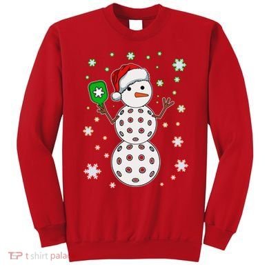 Christmas Winter Time Pickleball Snowman Sweatshirt