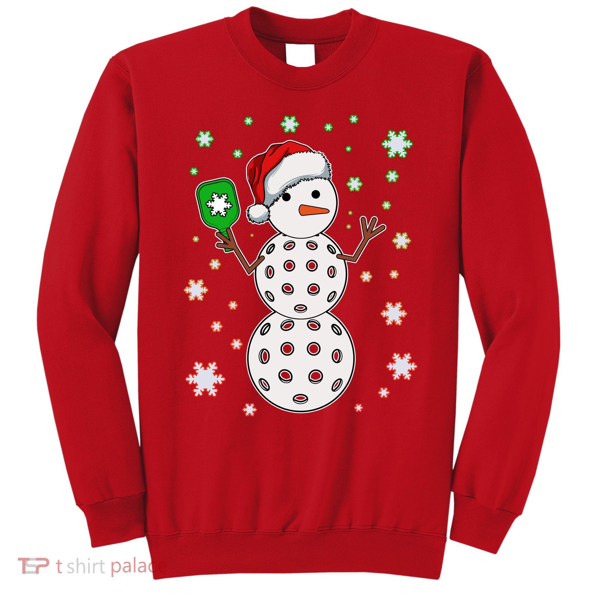 Christmas Winter Time Pickleball Snowman Sweatshirt