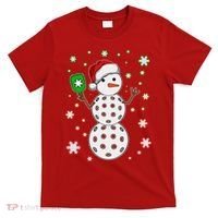 Christmas Winter Time Pickleball Snowman T-Shirt thumb 0