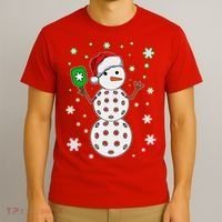 Christmas Winter Time Pickleball Snowman T-Shirt thumb 3