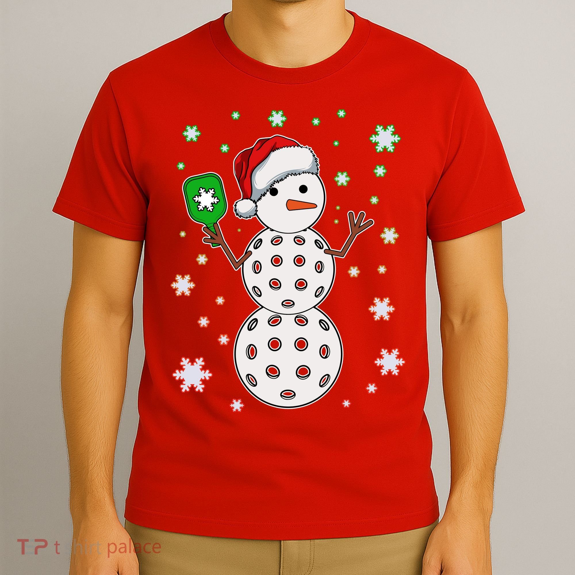 Christmas Winter Time Pickleball Snowman T-Shirt