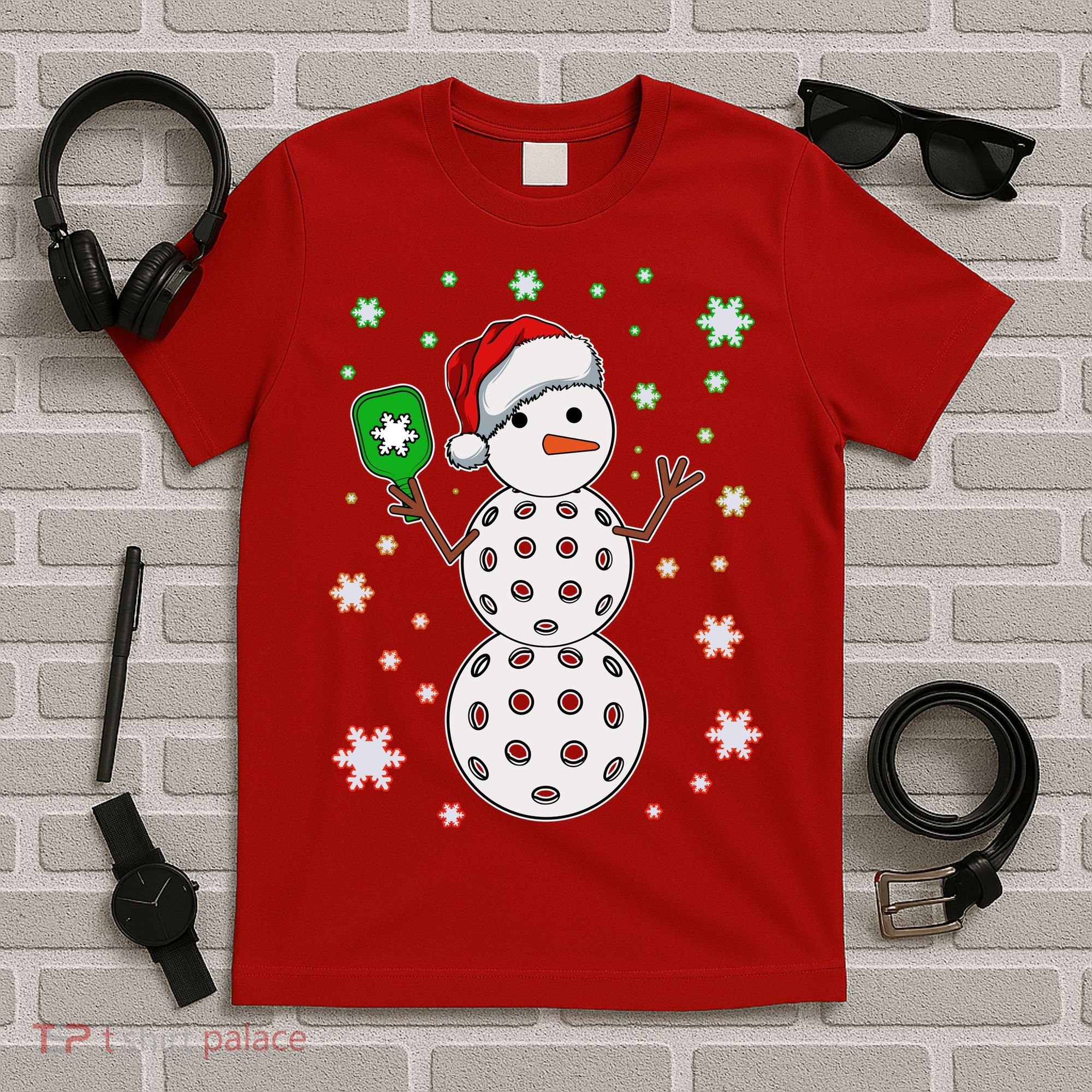Christmas Winter Time Pickleball Snowman T-Shirt