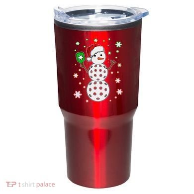 Christmas Winter Time Pickleball Snowman Tumbler