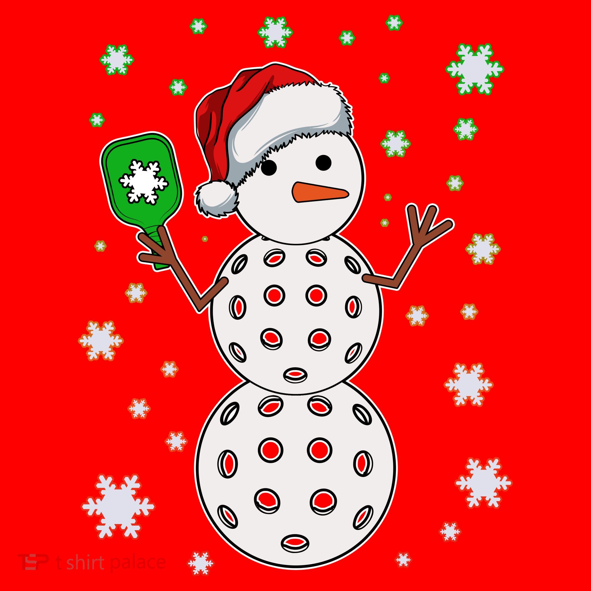 Christmas Winter Time Pickleball Snowman Ornament