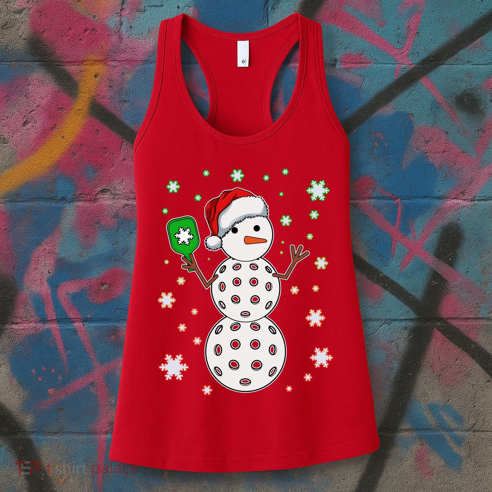 Christmas Winter Time Pickleball Snowman Women's Tank Top